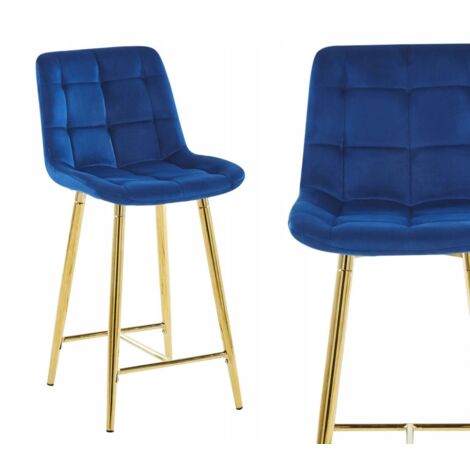 Sgabello blu velluto H1-FX (struttura oro)