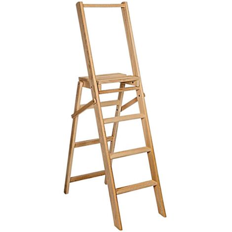 DELTA TRADE SGABELLO CON BARRA DI APPOGGIO 'SCALETTA' 4 gradini - col.naturale