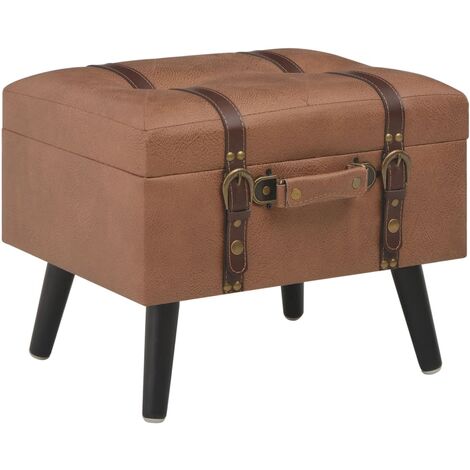 Sgabello Contenitore in Tessuto design a valigia con piedi in legno vari  colori colore : MARRONE