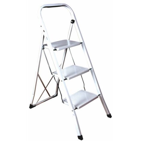 Sgabello con piano largo in acciaio - - Gradini e Altezza: 4 gradini - cm 45x3x141h