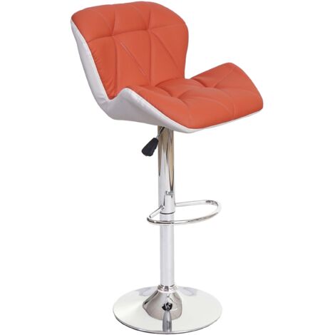 Sgabello con poggiapiedi HHG-244 acciaio cromato ecopelle terracotta