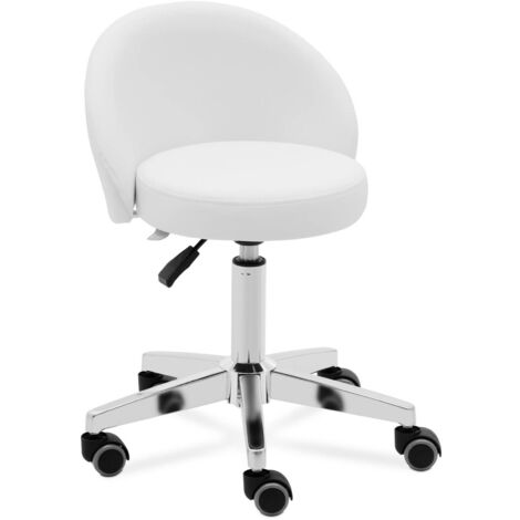Sgabello con schienale Sgabelli per parrucchieri Sgabello per estetista 150 kg Bianco - Bianco