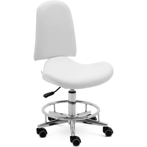 Sgabello con schienale Sgabelli per parrucchieri Sgabello per estetista 150 kg Bianco - Bianco