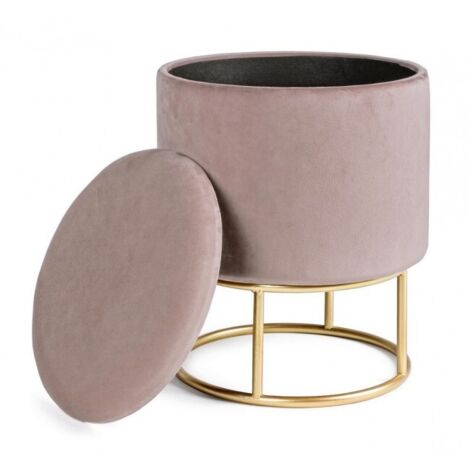 Sgabello con struttura metallo oro contenitore rosa cm 45 h
