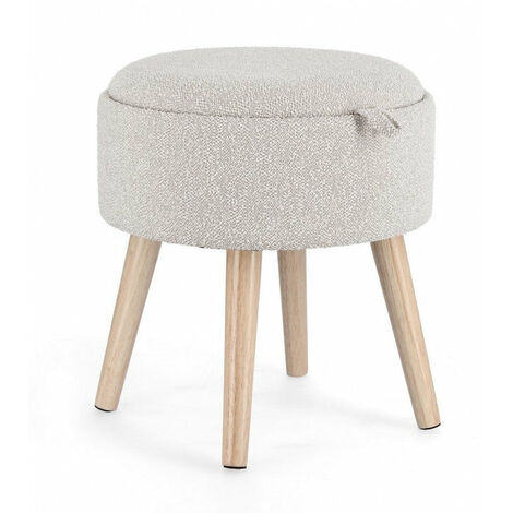 Sgabello Contenitore Ø 39x42,5 cm Zoya in Bouclè Grigio