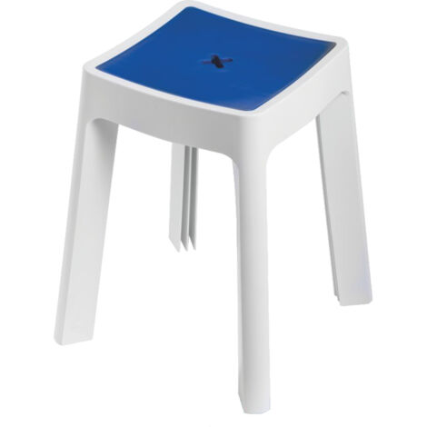 Sgabello contenitore bianco e blu modello keope metaform per il bagno