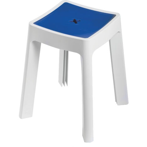 Sgabello contenitore bianco e blu modello keope metaform per il bagno