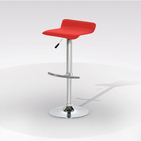 SGABELLO CROMO E SEDILE IN PELTEX ROSSO