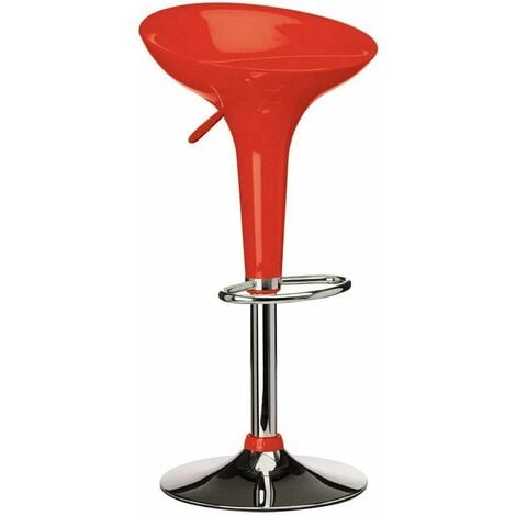 Sgabello Cucina Regolabile in Acciaio e ABS Seduta Girevole Rosso Casa Bar