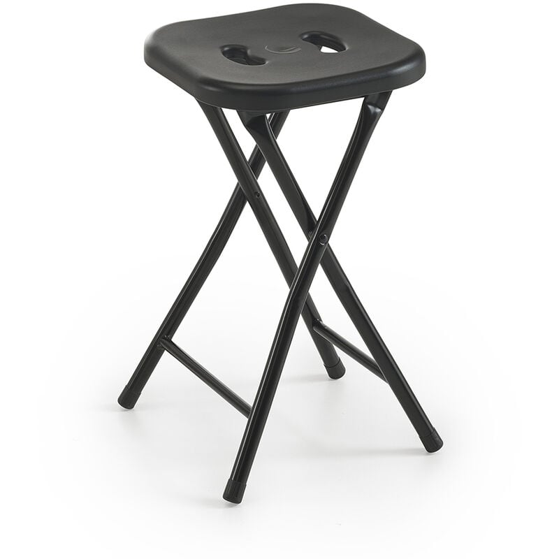 Gedy - Sgabello da bagno in acciaio inox richiudibile colore Nero