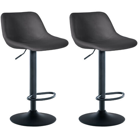 Sgabello da bar 2er Loft grigio scuro Velluto