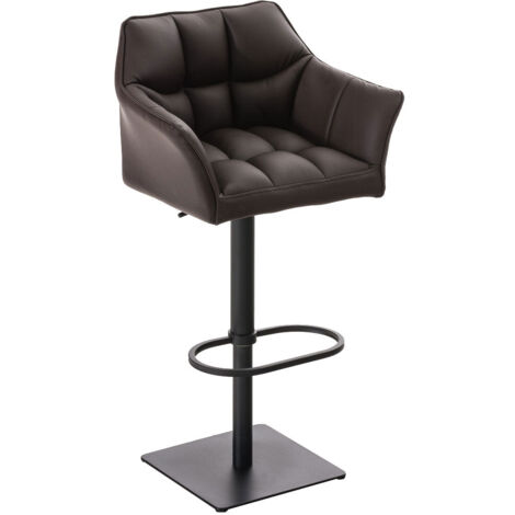 Sgabello da bar alto sedia alta cuciture quadrate sedile in PVC marrone struttura in metallo nero 100004674