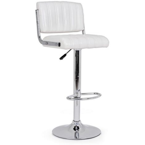 Sgabello da bar Barclay per interno, Struttura In Acciaio Cromato, 46 x 52 x 88,5/109,5 cm -Bianco