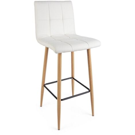Sgabello da bar Bruce per interno, Gambe In Tubolare Di Acciaio Verniciato Effetto Legno, 46 x 40 x 108 cm -Grigio Scuro