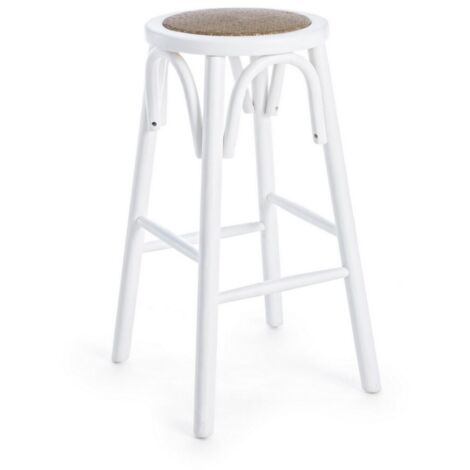 Sgabello da bar Circle per interno, Struttura In Legno Di Olmo, 40 x  x 40 x 73 cm -Bianco