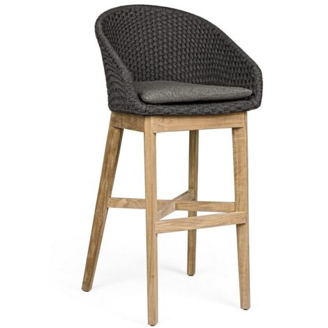 Sgabello da bar "Coachella" con seduta in alluminio, cuscino comodo per esterno -Antracite