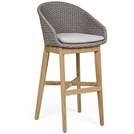 Sgabello da bar "Coachella" con seduta in alluminio, cuscino comodo per esterno -Stone