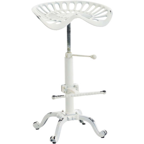 Sgabello da bar con poggiapiedi design industriale in metallo bianco invecchiato vintage 100000100