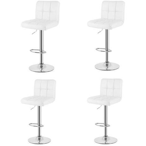 Sgabello da bar con seduta da 55 a 75 cm - Set di 4 sgabelli da bar in pelle - WOWTTRELAX - Sedia da cucina - Sgabello da isola - Bianco
