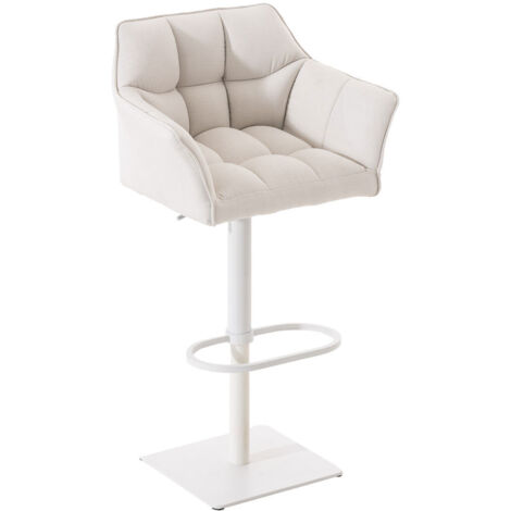 Sgabello da bar Damaso con rivestimento in tessuto bianco bianco