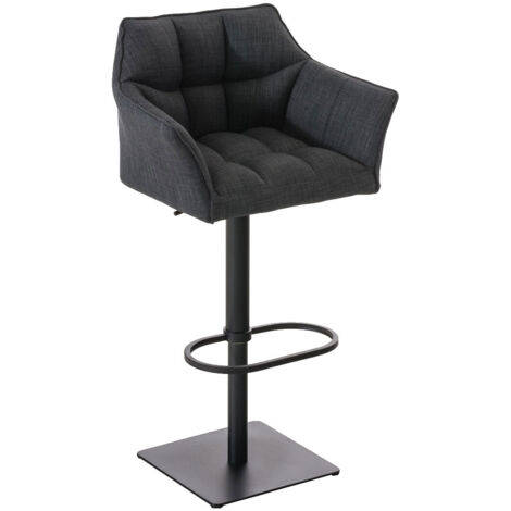 Sgabello da bar Damaso con rivestimento in tessuto grigio scuro nero