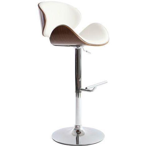 Sgabello da bar design bianco e legno WALNUT