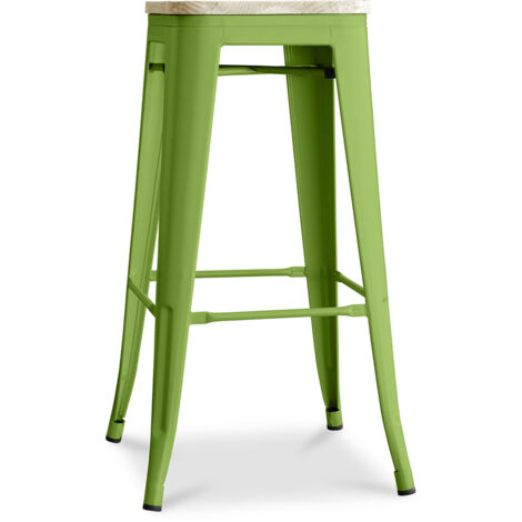 Sgabello da bar - Design industriale - Acciaio e legno - 76cm - Stylix Verde chiaro