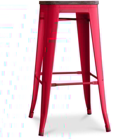 Sgabello da bar Design Industriale - Legno & Acciaio - 76cm - Stylix Rosso
