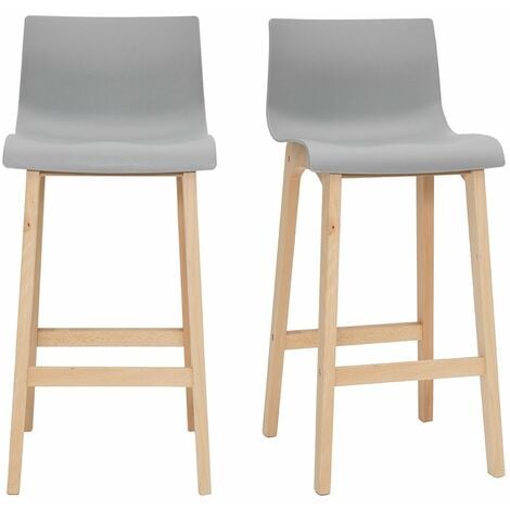 Sgabello da bar design legno e grigio chiaro 65cm set di 2 NEW SURF