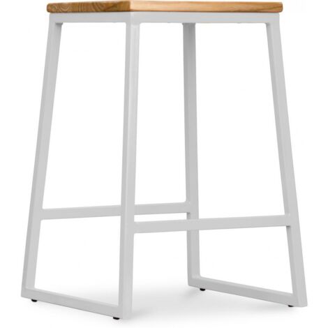 Sgabello da bar di design industriale - Legno e metallo - 60cm - Big Boy Grigio chiaro