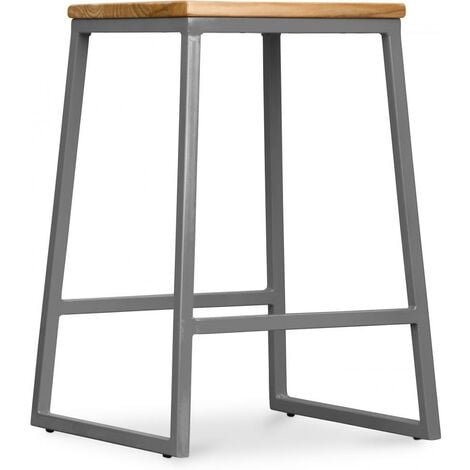 Sgabello da bar di design industriale - Legno e metallo - 60cm - Big Boy Grigio scuro