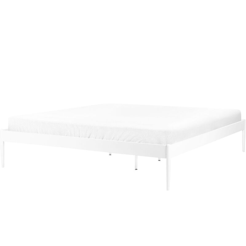 Beliani Letto Matrimoniale Con Rete A Doghe In Metallo Bianco 180 X...