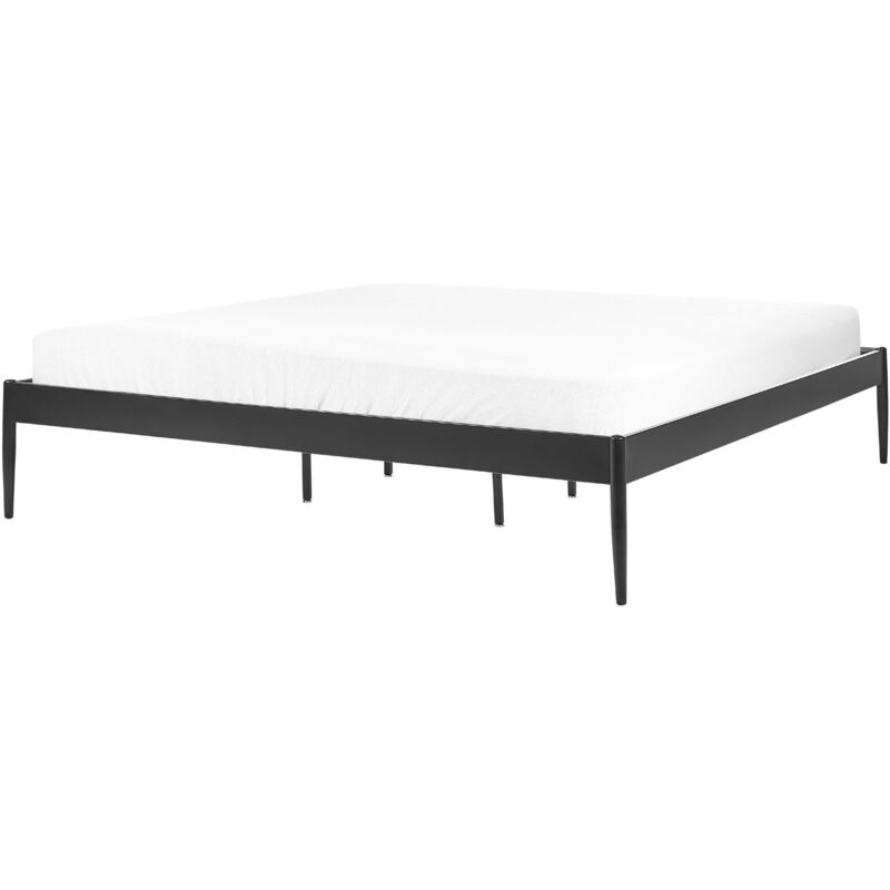 Beliani Letto Matrimoniale Con Rete A Doghe In Metallo Nero 180 X 2...