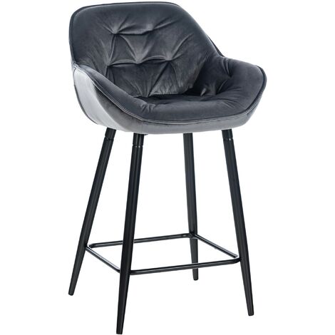 Sgabello da bar Gibson in velluto altezza seduta 76 cm grigio scuro
