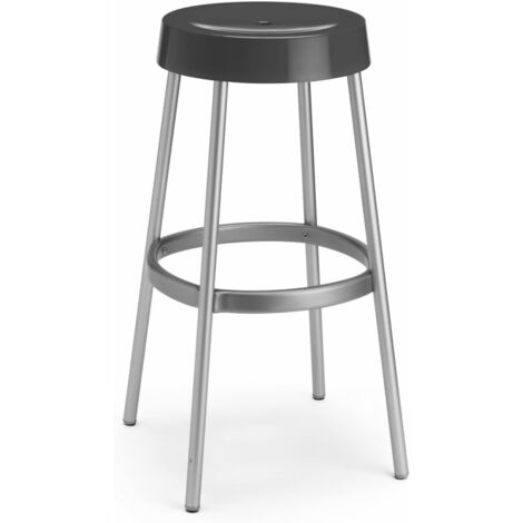 Sgabello da bar gim antracite ALTO CM 80 S-c-a-b ARREDO CASA Gambe in Alluminio Anodizzato, Seduta Ergonomica, Made in Italy