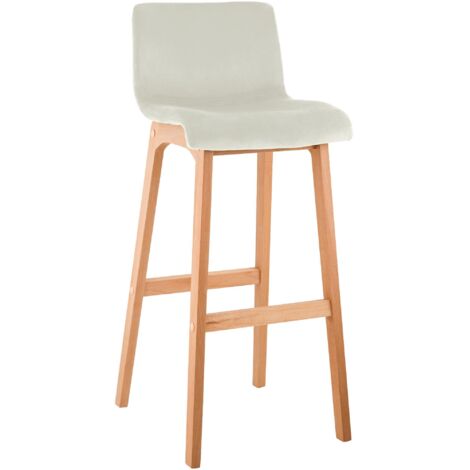 Sgabello da bar Hover con struttura a quattro gambe in velluto Natura crema
