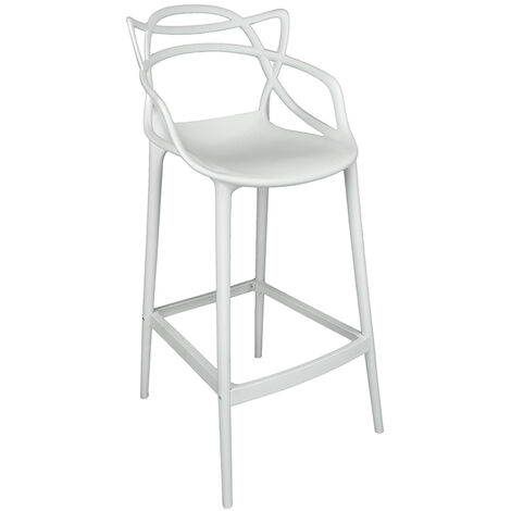Sgabello da bar in polipropilene bianco mod. Noah