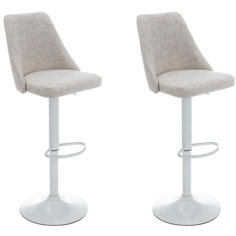 Sgabello da bar in Tessuto e Metallo Bianco Beige - Lotto di 2 - KIYOLA