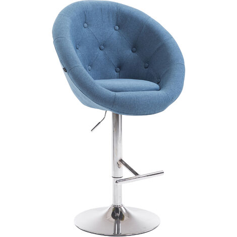 Sgabello da bar London V2 in tessuto blu cromo