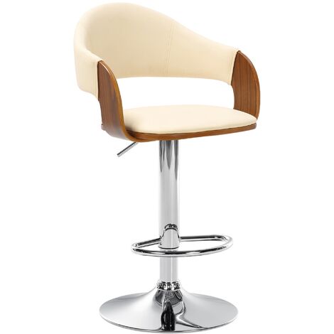 Sgabello da bar Nilse in similpelle Noce/crema cromo