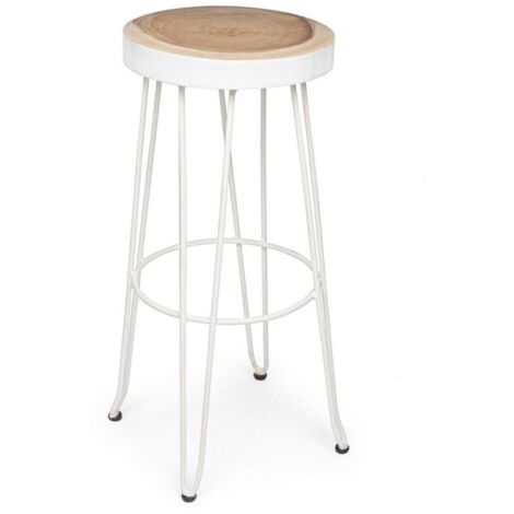 Sgabello da bar Rakel per interno, Seduta In Legno Mungur (Tronco), 33 x 33 x 74 cm -Rame