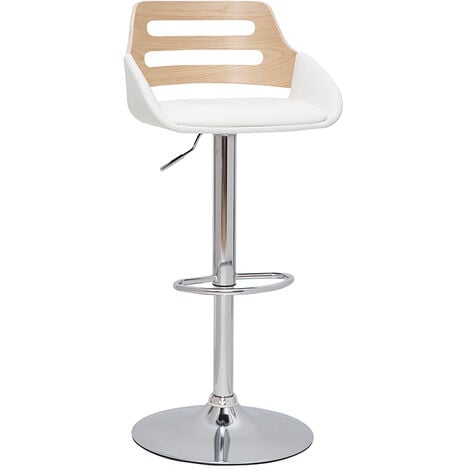 Sgabello da bar regolabile design bianco e rovere PERNIK