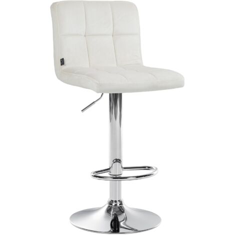 Sgabello da bar seggiolone x 1 con cuciture decorative quadrate seduta in velluto crema gambe in metallo cromato 100005324