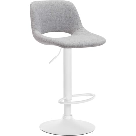 Sgabello da bar seggiolone x1 con poggiapiedi in tessuto grigio chiaro base in metallo bianco 100004618
