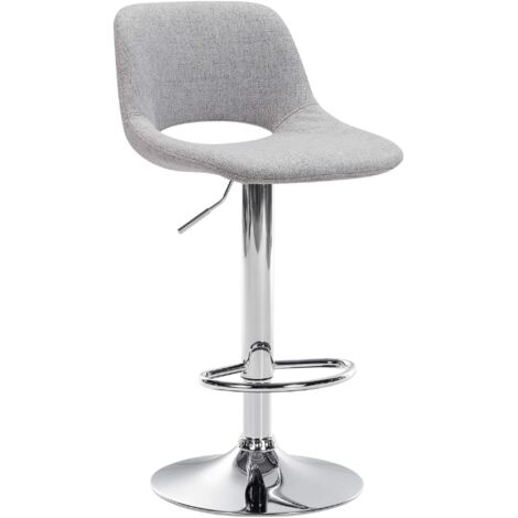 Sgabello da bar seggiolone x1 con poggiapiedi in tessuto grigio chiaro con base in metallo cromato 100004612