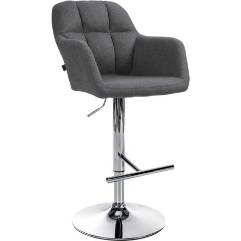 Sgabello da bar seggiolone x1 Funzione di rotazione a 360° in tessuto grigio scuro con cuciture decorative base in metallo cromato 100005274