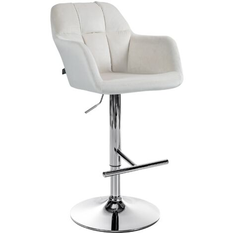 Sgabello da bar seggiolone x1 Funzione di rotazione a 360° in velluto crema con cuciture decorative base in metallo cromato 100005264