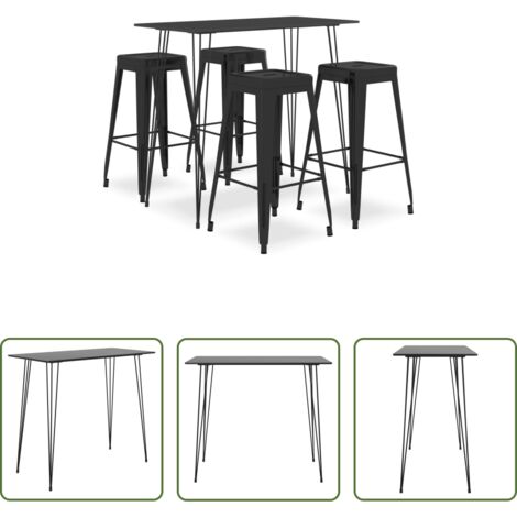 Sgabello da bar -  Set da Bar 5 pz Nero