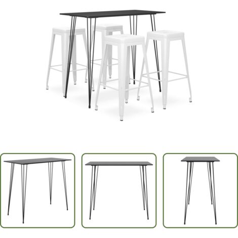 Sgabello da bar -  Set da Bar 5 pz Nero e Bianco