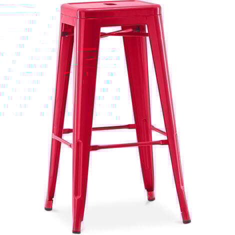 Sgabello da bar – Stile industriale – Acciaio – 76 cm – Stylix Rosso
